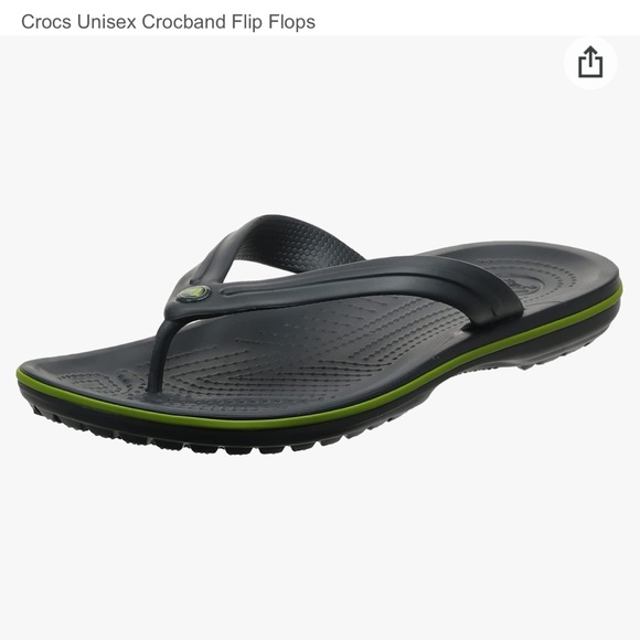 Crocs Crocband Flip Flops in Graphite/Volt Green - Picture 3 of 10
